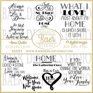 Zuhause Zitate Clip Art: Familie Inspiration (Digitaler Download)