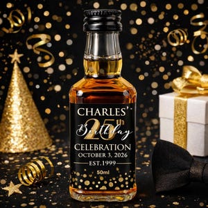 Étiquette personnalisée pour mini bouteille Jack Daniel's : noir et or 50e anniversaire ou n'importe quel anniversaire (à télécharger)