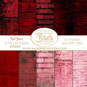 Red Brick Texture Digtial Paper, Red Grunge Digital Background Paper, Red Junk Journal Paper, Red Photoshop Background