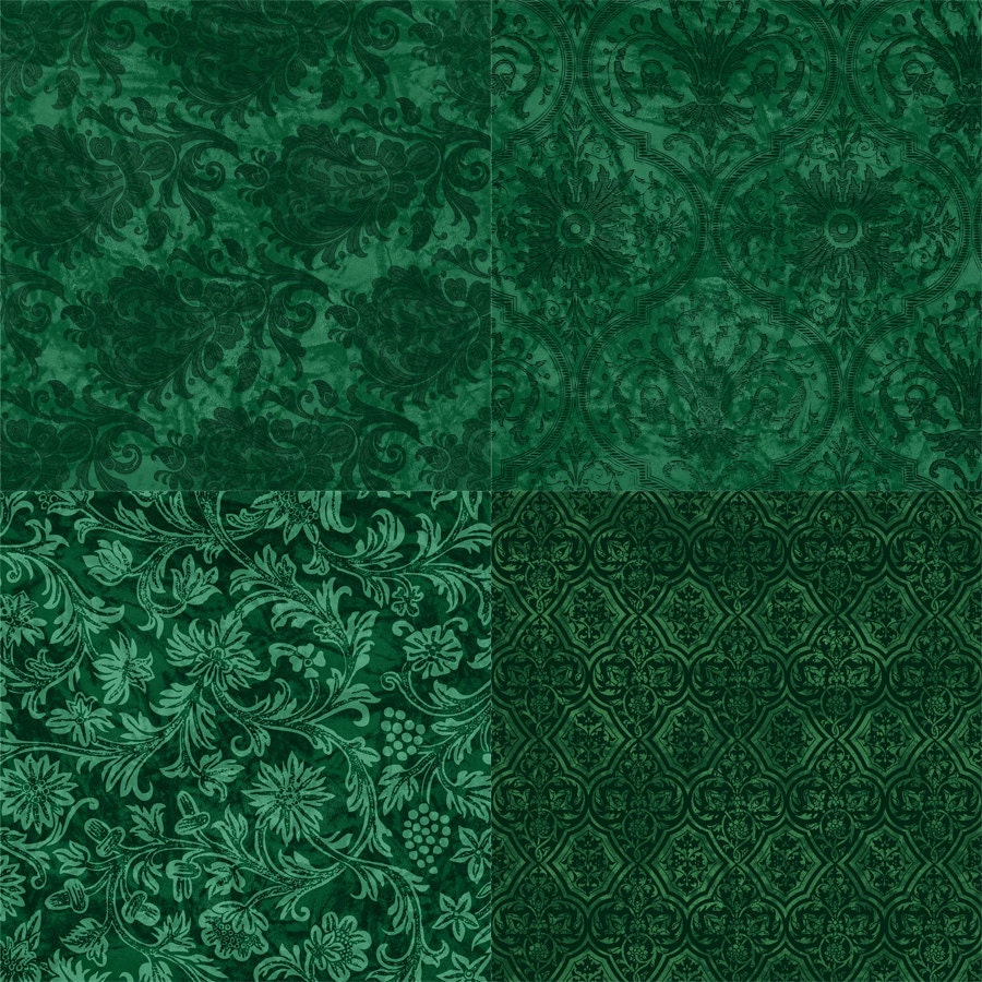 Emerald Green and Gold Digital Paper, Forest Green Digital Background ...