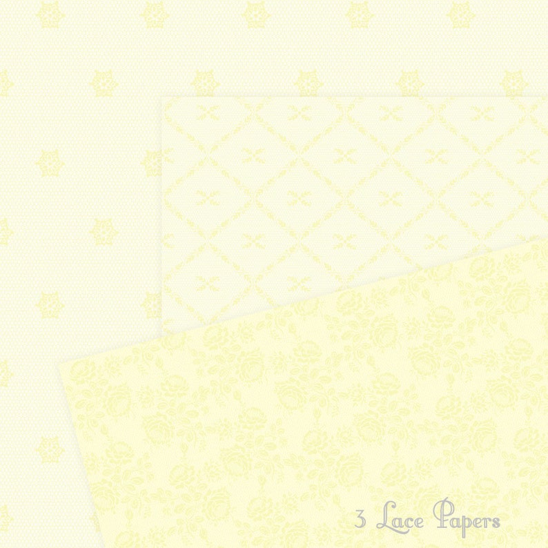 Yellow Digital Paper:Yellow Lace Digital Paper, Buttercream Digital Paper, Pale Yellow Digital Paper, Yellow Junk Journal Paper, 6120 image 9