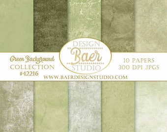 Green Distressed Texture Paper Pack: Scrapbook Backgrounds (Digital Download)