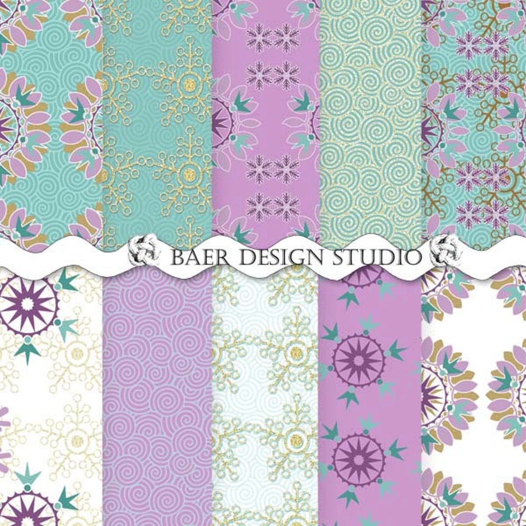 Teal, Purple, Gold Printable Digital Paperturquoise and Gold Swirl ...