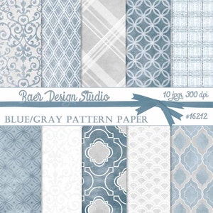 Blue Digital Paper, Blue and Gray Quartrefoil Digital Paper, Distressed Blue Digital Paper, Dusty Blue Digital Paper, Slate Blue Paper