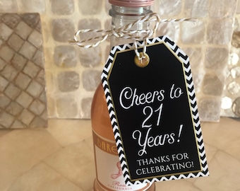 21st Birthday Tags: Thank you Tag, Cheers to 21 Years Printable (Digital)