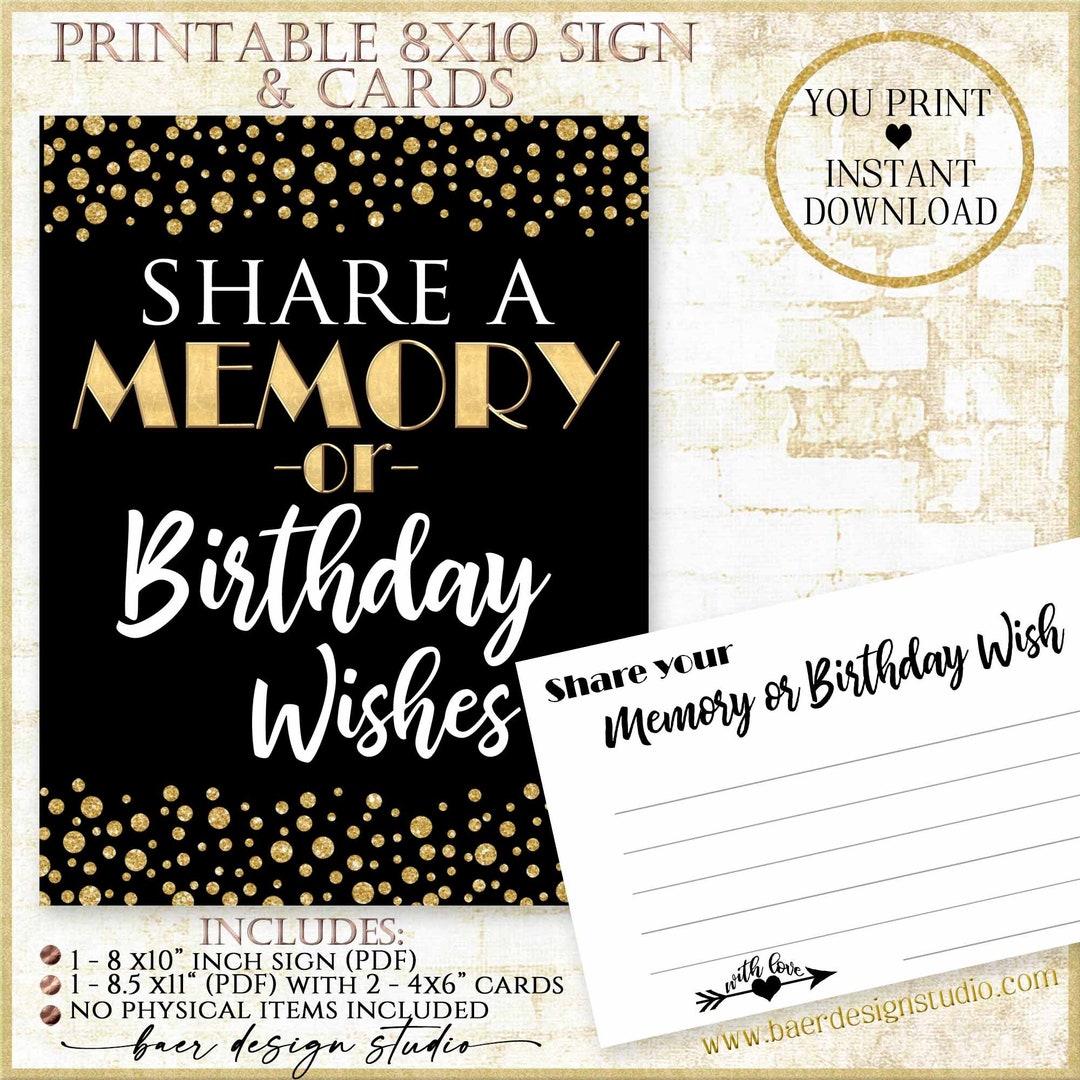 Share a Memory or Birthday Wishes Sign and Matching Birthday Wish Card ...