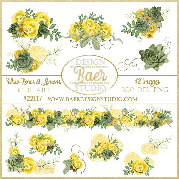 Succulent Clipart, Clip Art Flowers, Yellow Roses Clip Art, Clip Art Borders, Corner Clip Art, Lemon Clipart, Pendant Clip Art, #22117