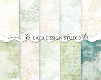 Angel Wings Digital Paper: Cloud Backgrounds for Memorials (Digital Download)
