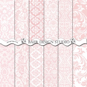 Papel digital damasco rosa suave, papel digital rosa, papel rosa para baby shower, papel digital para San Valentín 71717