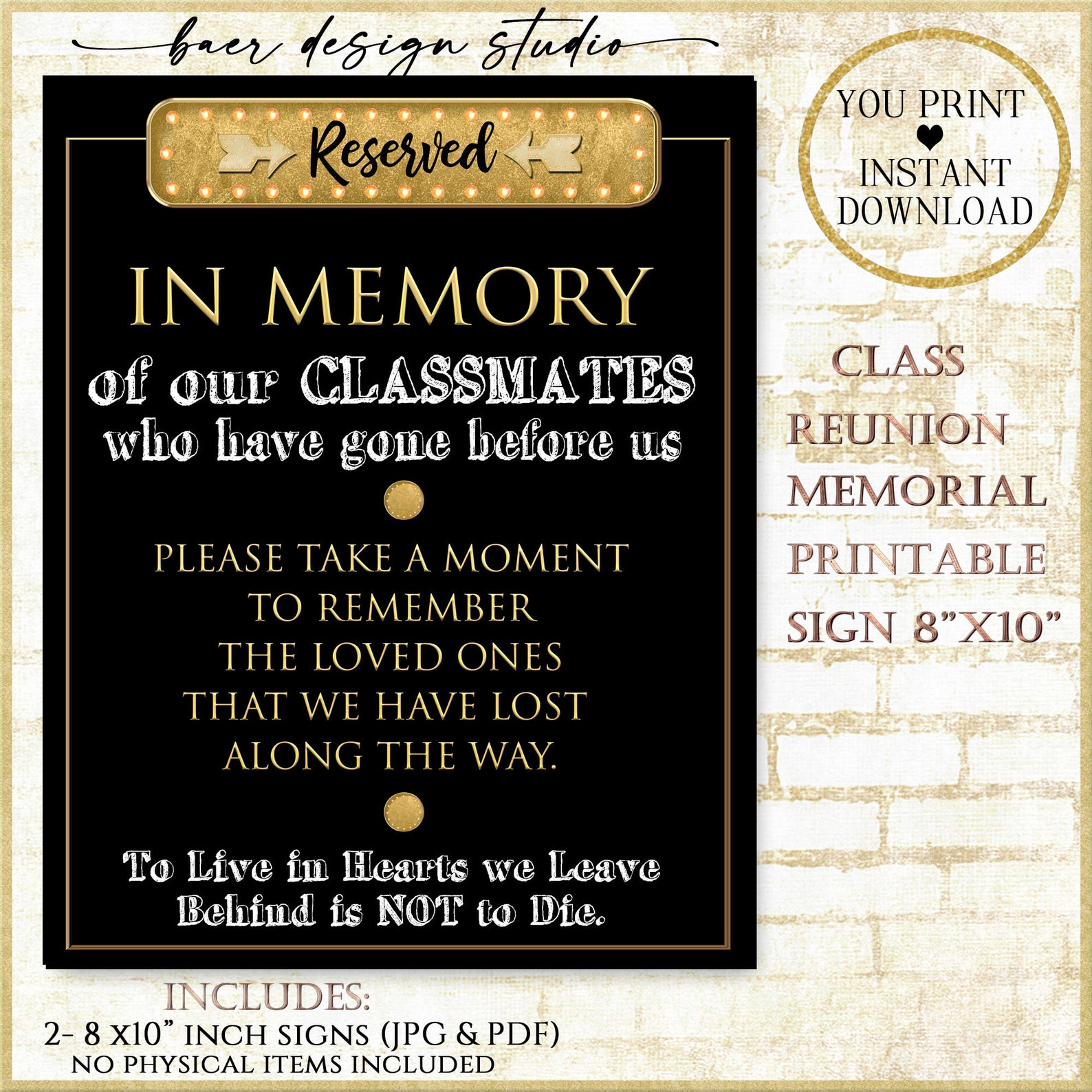 In Memory Sign for Class Reunionmemorial for Lost Classmates Etsy