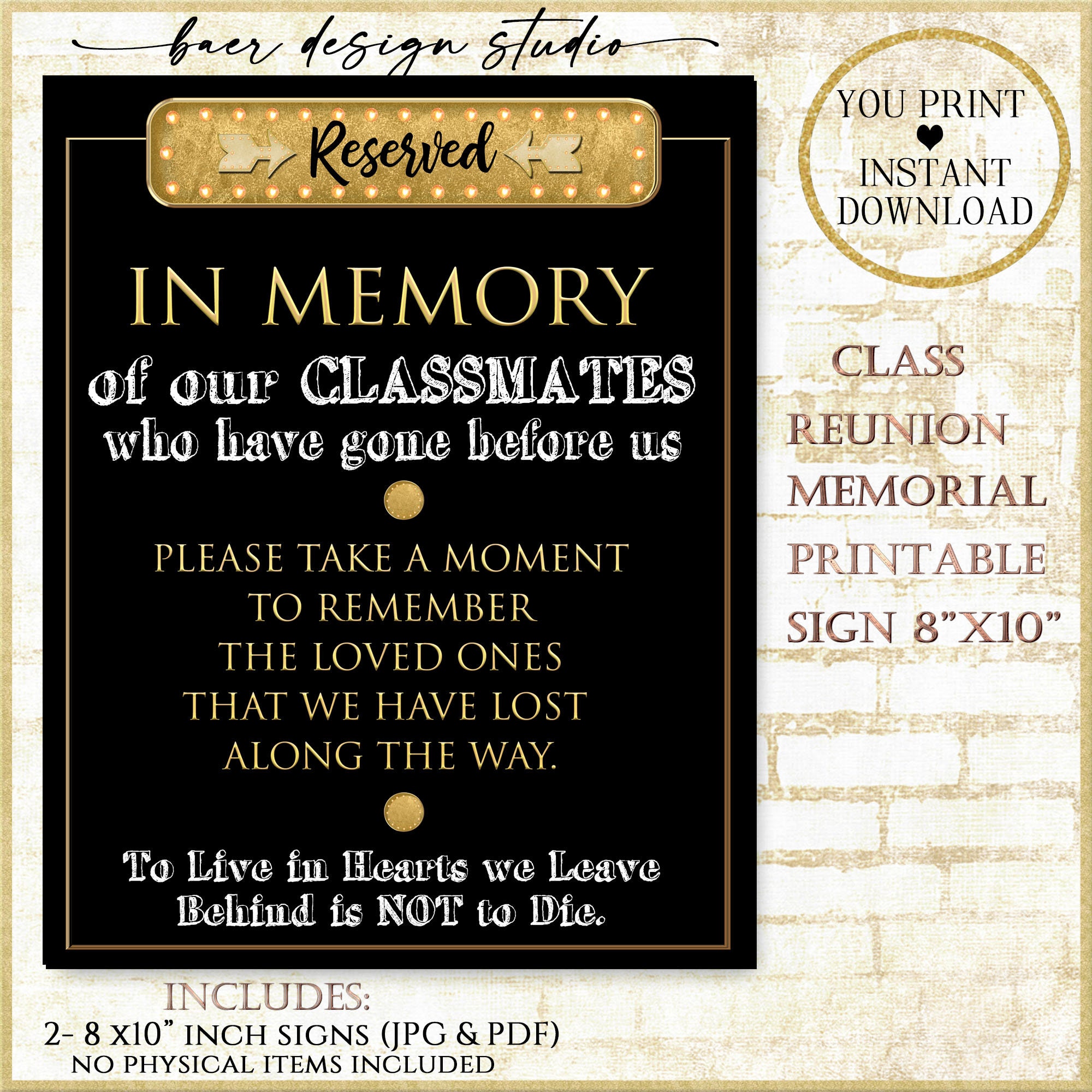 In Memory Sign for Class Reunion:memorial for Lost Classmates - Etsy Finland