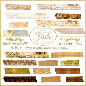 Cinta washi digital, cinta washi vintage, cinta washi PNG, cinta washi digital marrón, clipart de diario de viaje, cinta washi rústica 113017