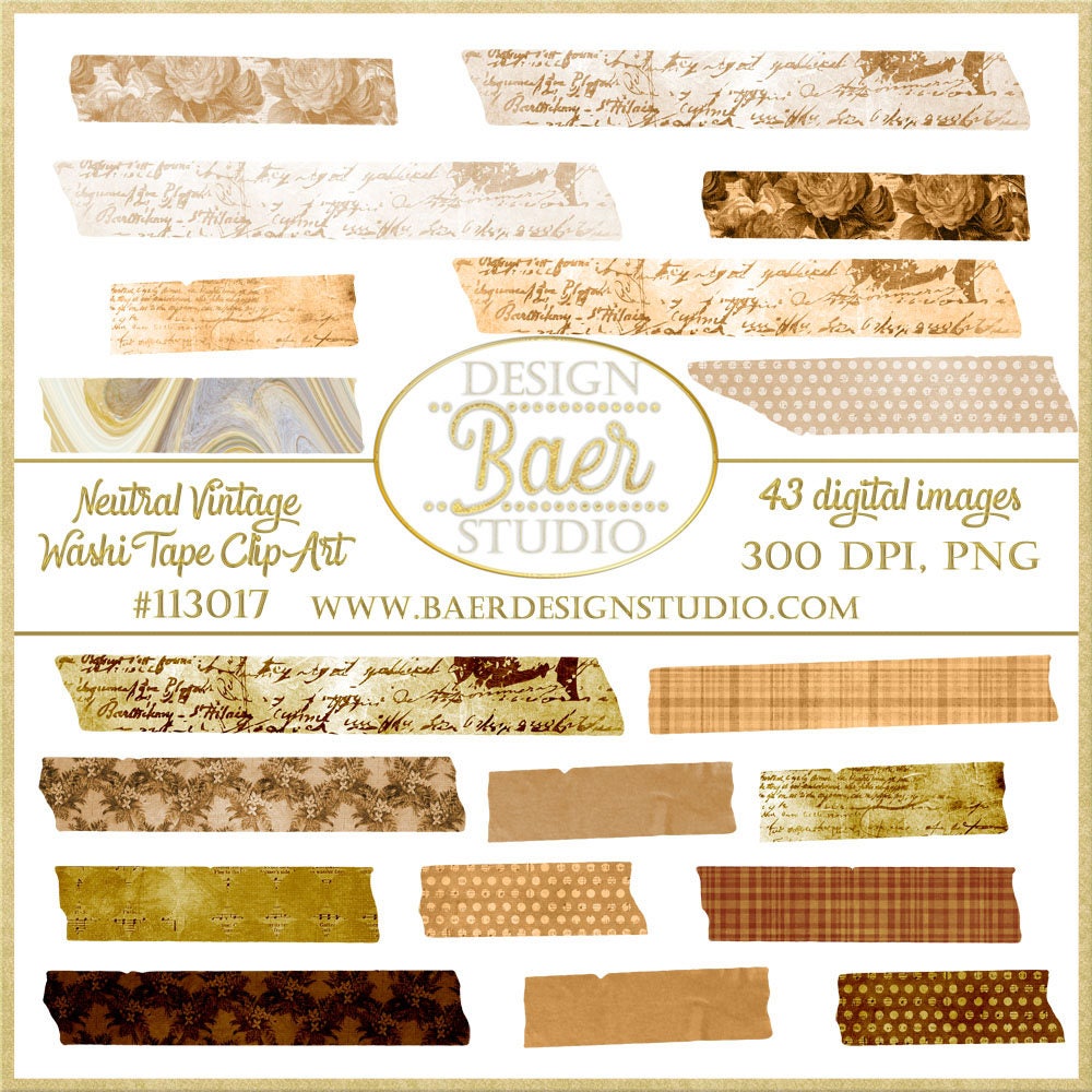 Digital Washi Tape Vintage Washi Tape Png Washi Tape Brown Etsy