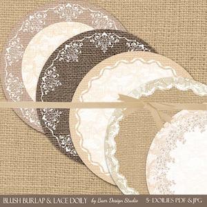 Printable Doilies to print on your own, Printable Paper Doily, Champagne Lace Doily, Printable circle placemat, Burlap Round Placemat