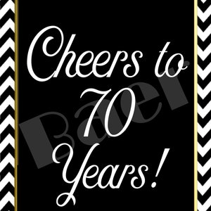 Printable 70th Birthday Tag:70th Birthday Party Favor Tags, Cheers to ...