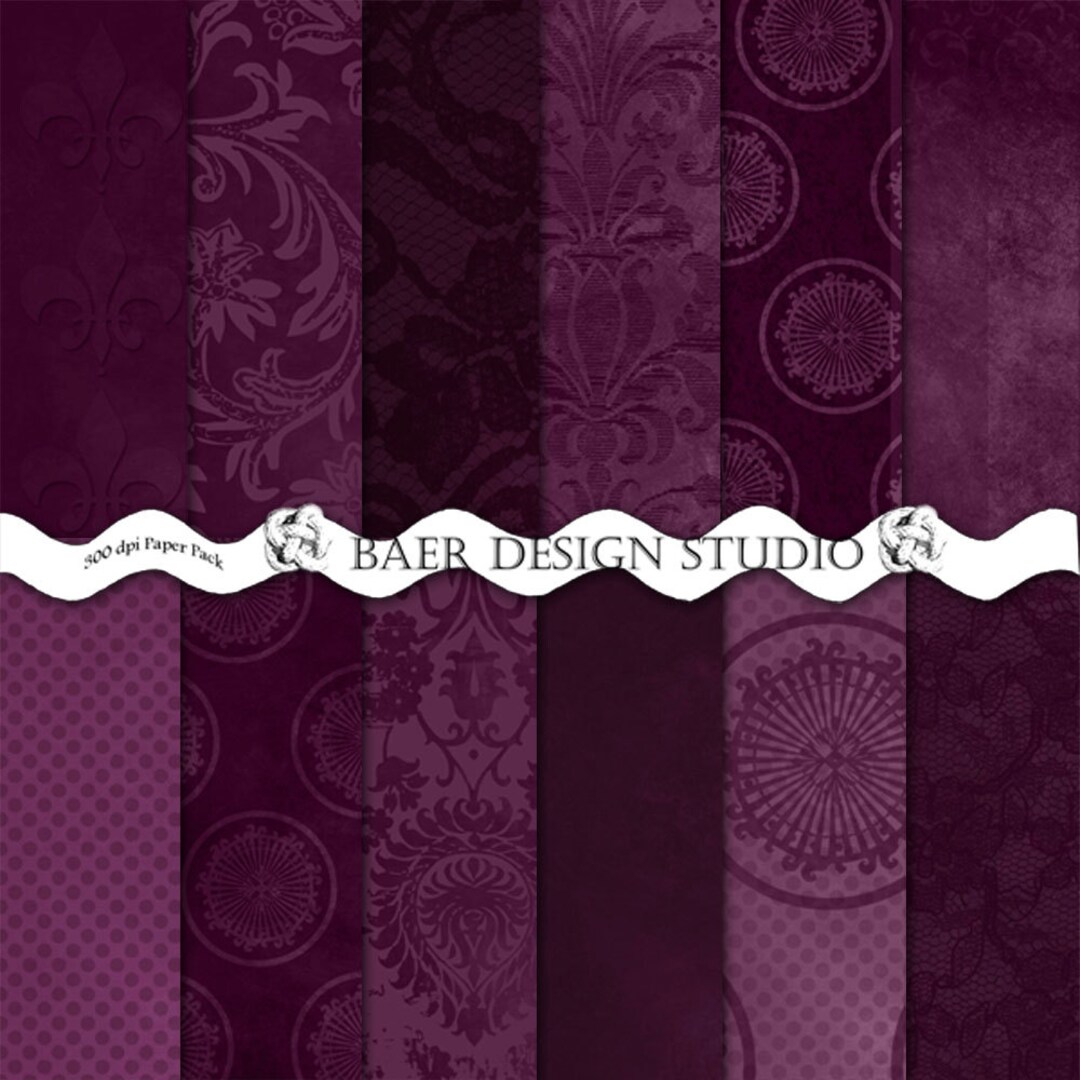 Purple Damask Digital Paper Pack, Vintage Textures (digital Download ...