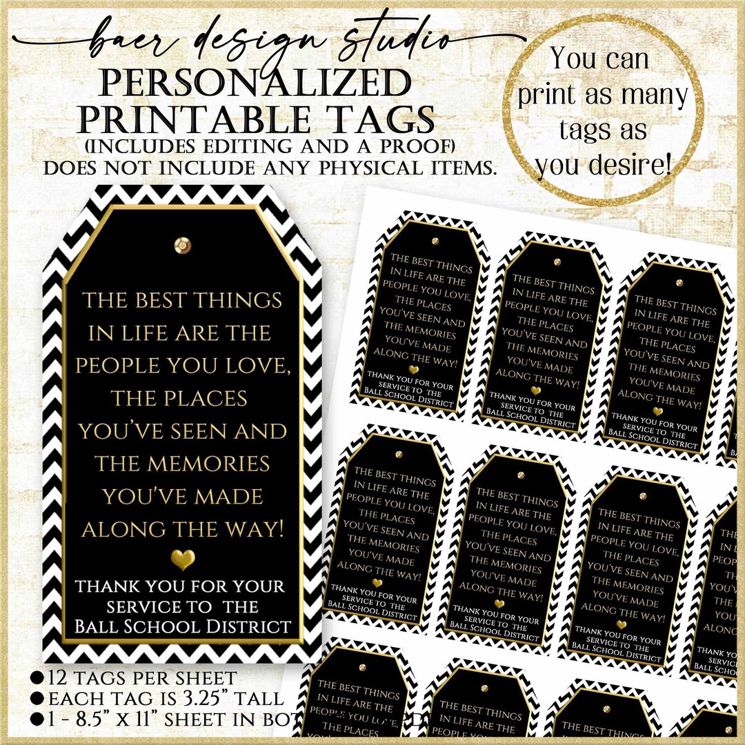 Retirement Tags:personalized Retirement Printable Tags Black - Etsy