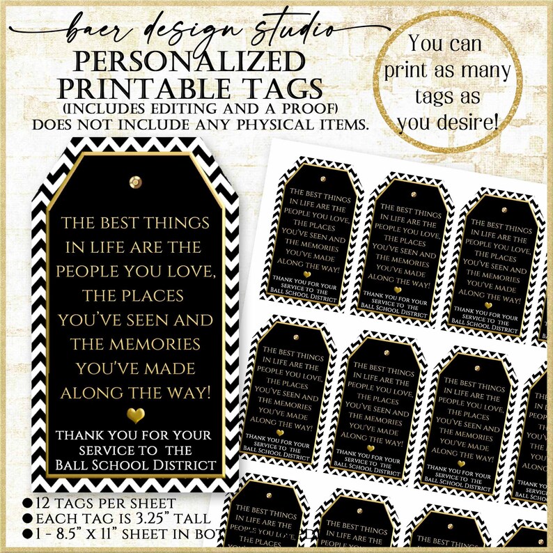 Retirement Tags:personalized Retirement Printable Tags Black - Etsy