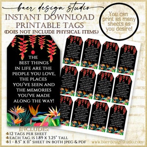 Tropical Retirement Party Favor Tags: The best things in life quote Hawaiian Theme Printable