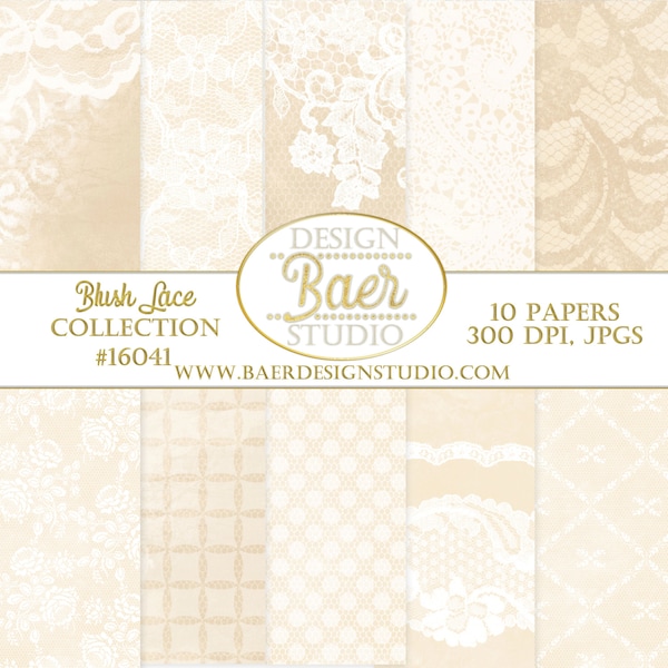 Blush Digital Paper, Cream Digital Paper, Wedding Invitation Paper, Champagne Lace Digital Paper, Lace Digital Paper, #16044