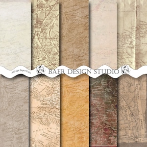 Beige Passport Digital Paper, Vintage Taupe Map Digital Paper, Brown Antique Map Digital Background,  Khaki Travel Journal Digital Paper