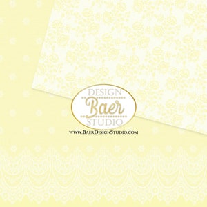 Yellow Digital Paper:Yellow Lace Digital Paper, Buttercream Digital Paper, Pale Yellow Digital Paper, Yellow Junk Journal Paper, 6120 image 2