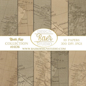 Travel Digital Paper, Taupe Map Digital Paper,  Burlap Vintage Map Digital Paper, Old World Map Digital Paper, Antique Brown Map Background