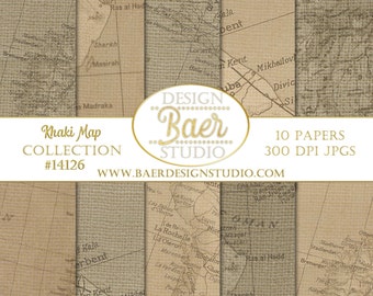 Travel Digital Paper:Taupe Map Digital Paper, Tan Burlap Vintage Map Digital Paper, Old World Map Digital Paper, Antique Map Background