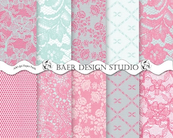 LACE DIGITAL PAPER Printables:Pink and Blue Digital Paper|Hot Pink Digital Paper Pack|Light Blue Lace Digital Paper|Digital paper valentine