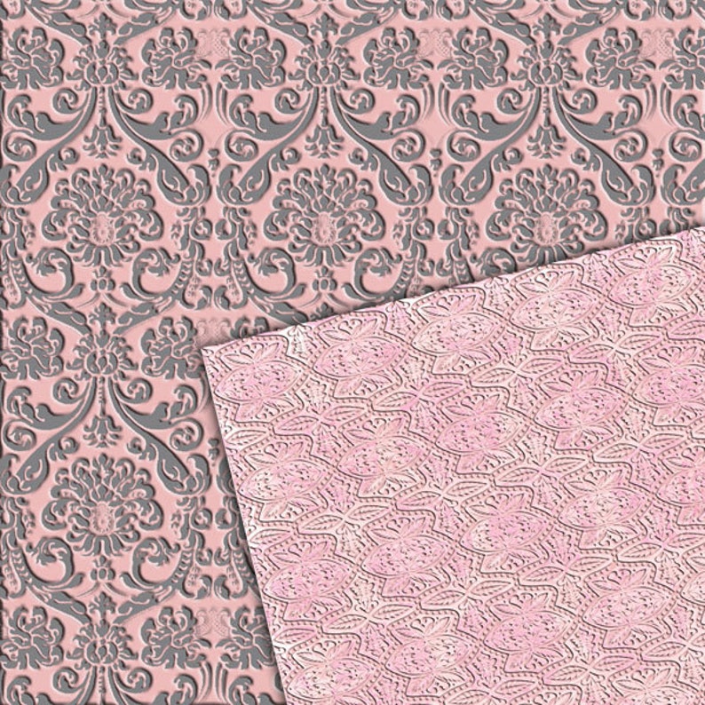 Pink and Silver Digital Paper Printablespink Brocade Etsy