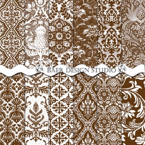 Braun Damast Digitales Papier, Braunes Digitales Papier, Digitales Papier Vintage, Digitaler Hintergrund, Thanksgiving Digitales Papier 14125
