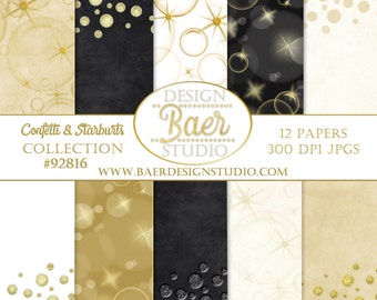 Black and Gold Digital Paper Printables:Gold Confetti Digital paper, Gold on White Digital Backgrounds, Gold Bokeh Digital Paper, #92816