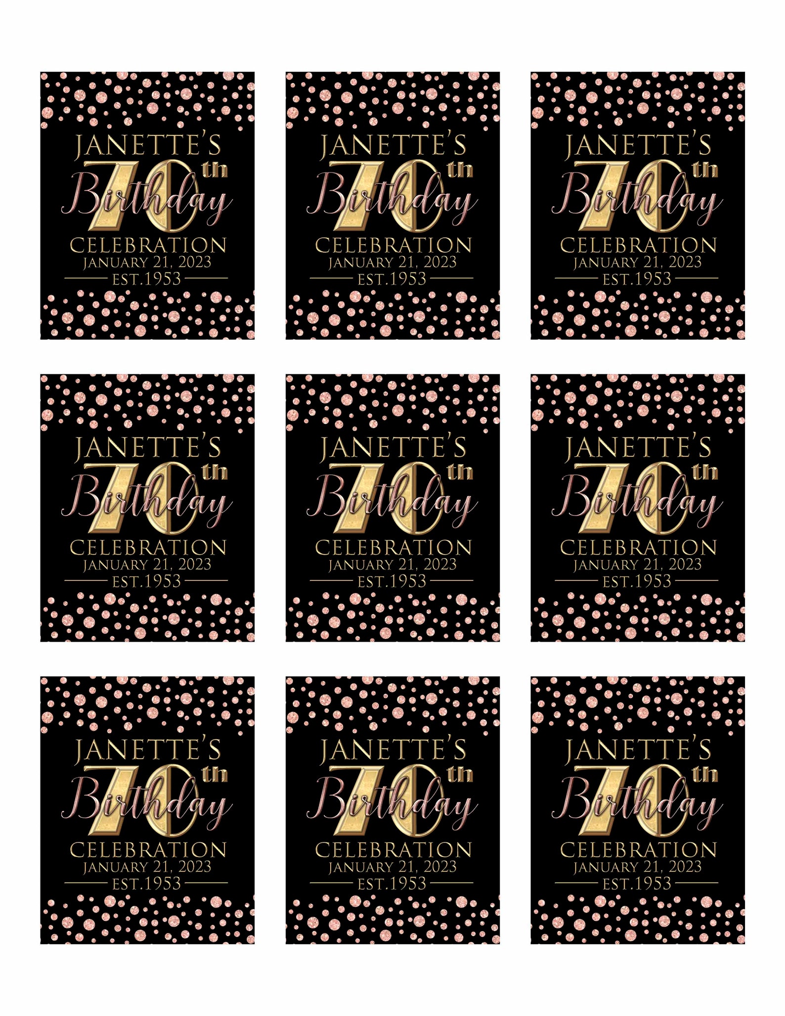 Rose Gold Printable Labels