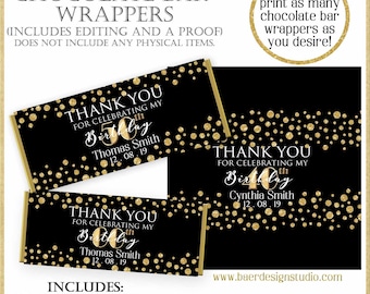 Personligt svart och guldfärgat Hershey-presentkort: Utskrivbar födelsedagspresent (digital nedladdning)