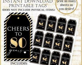 thumbnail image 2 of 80th Birthday Thank You Tags - 50pcs Black & Gold Gift Tags With String 2 of 10