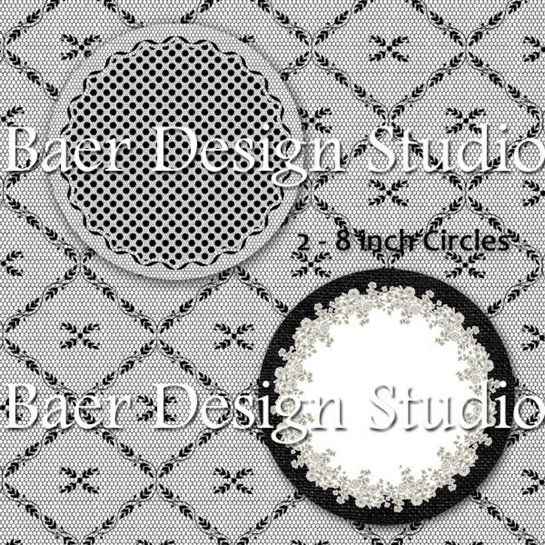 BLACK LACE Digital DOILIESPrintable Chargers Lace Placemats Etsy