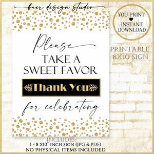 Please take a sweet favor:Party Favor Thank you Sign, Candy Buffet Sign, Elegant Halloween Treat  Sign, Downloadable Sign 92720