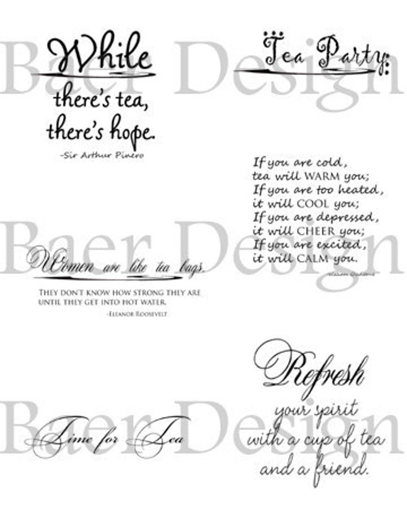 Tea QuotesTea Digital Word ArtTea Party QuotesTea Digital Stamp ImagesTea Inspirational Quotes Tea Party Clip Art OverlayTea Metaphors image 3