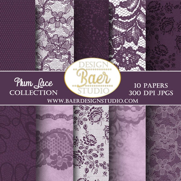 Plum Digital Paper|Purple Lace Digital Paper|Plum Lace Digital Paper Pack| Purple Wedding Digital Paper|Shabby Chic Digital Paper 81516