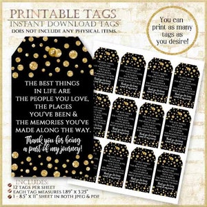 The best things in life tag:College Graduation, 50th anniversary Printable Party Favor Tags, Thank you tags, Retirement Party Tags, #72120