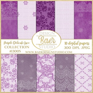 Lila Digitales Papier, Digitales Scrapbook Papier, Lila Spitze Digitales Papier, Digitales Papier Vintage, Digitales Papier mit Spitze, Amethyst Papier, 13005