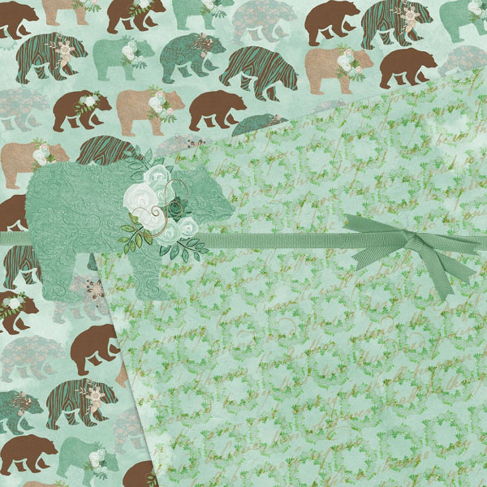 Bear Digital Paper Woodland Digital Paper Bear Scrapbook Etsy