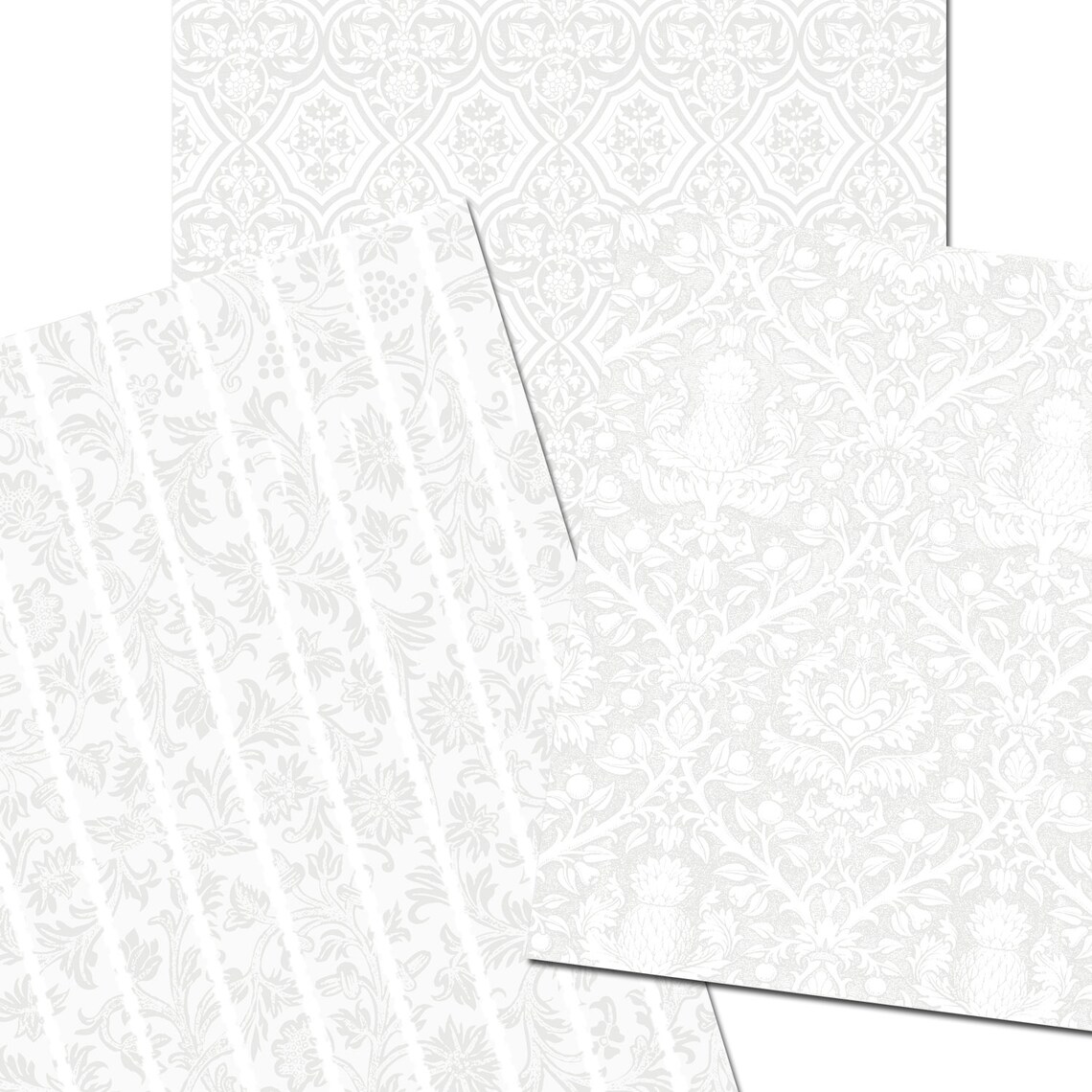 White Digital Paper Digital Paper Vintage Damask Digital Etsy