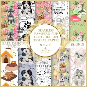 Puppy Digital Paper:Dog Seamless Pattern, Hand drawn Dog Digital Paper, Dog Seamless Digital Paper, Pet Printable Digital Paper
