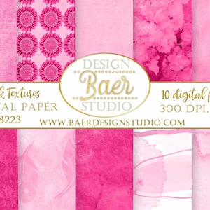 Pink Digital Paper, Pink Textured Digital Paper, Hot Pink Photography Background Paper, Coquette Digital Paper, Preppy Digital Paper