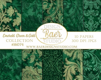Emerald Green and Gold Digital Paper, Forest Green Digital Background, Forest Green St. Patrick’s Digital Paper, Jade Green Journal Paper