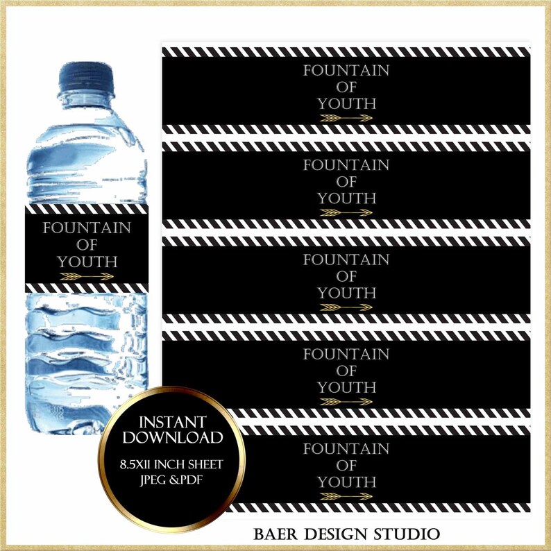 Printable Water Bottle Labelfountain of Youth Water Bottle Label