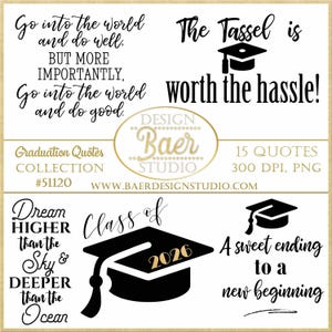 Graduation Quotes Clipart Collection (Class of 2026), PNG Digital Download