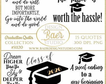 Graduation Quotes Clipart Collection (Class of 2026), PNG Digital Download