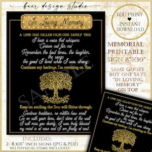 In Loving Memory Sign for Family Reunion, Black and Gold Memorial Digital Sign, Class Reunion Memorial Board, Class Reunion Souvenir